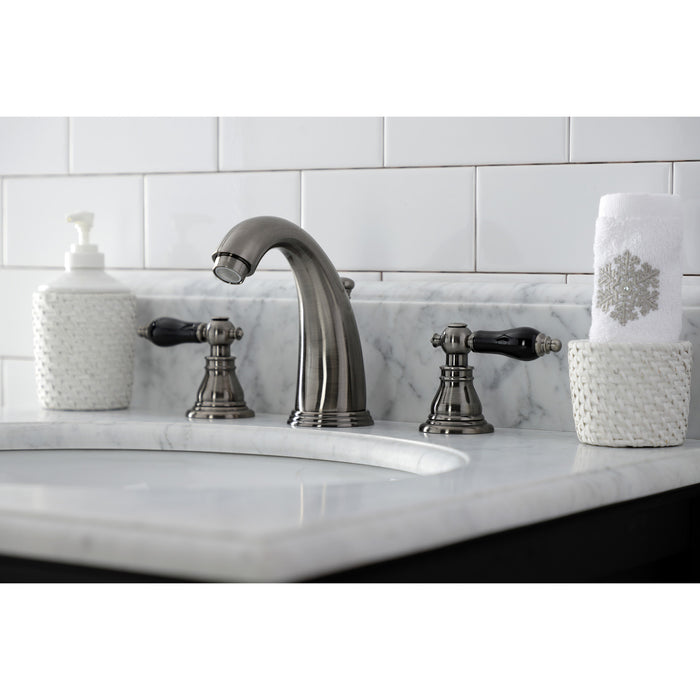 Kingston Brass KB983AKL Duchess Widespread Bathroom Faucet with Pop-Up Drain, Black Stainless
