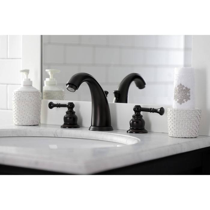 Kingston Brass KB985NL Naples Widespread Bathroom Faucet with Retail Pop-Up Drain, Oil Rubbed Bronze