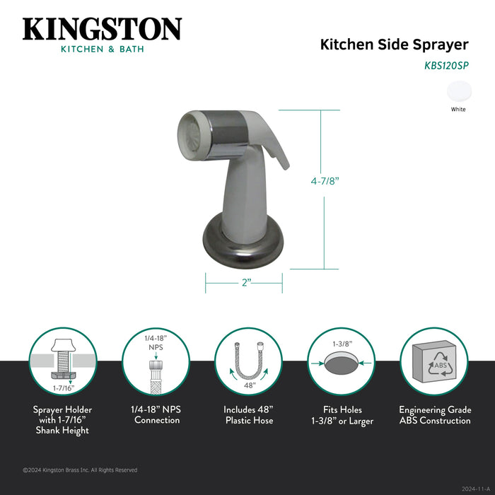 Kingston Brass KBS120SP Kitchen Side Sprayer, White