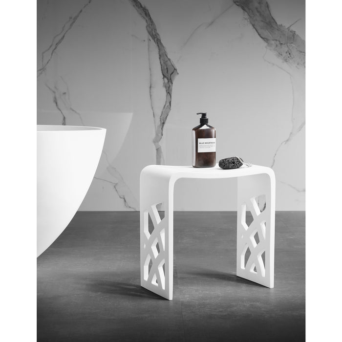 Kingston Brass KBSSA17916 Descanso Solid Surface Bathroom Stool, Matte White