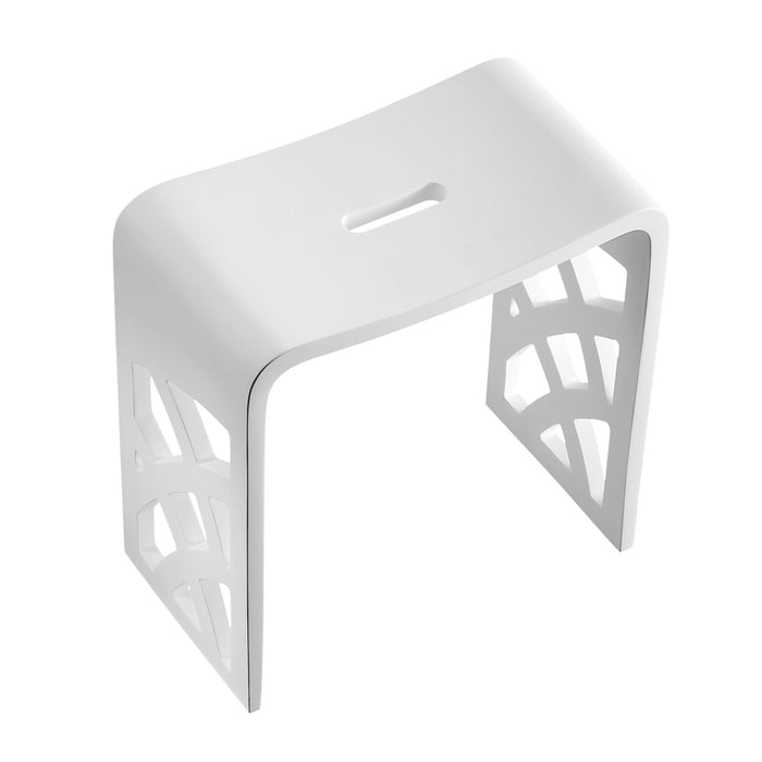 Kingston Brass KBSSA17916 Descanso Solid Surface Bathroom Stool, Matte White