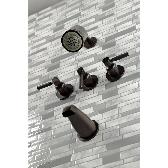 Kingston Brass KBX8135DKL Kaiser Triple-Handle Tub and Shower Faucet, Oil Rubbed Bronze