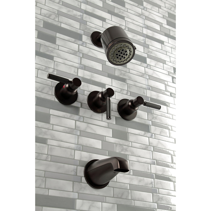 Kingston Brass KBX8135DKL Kaiser Triple-Handle Tub and Shower Faucet, Oil Rubbed Bronze