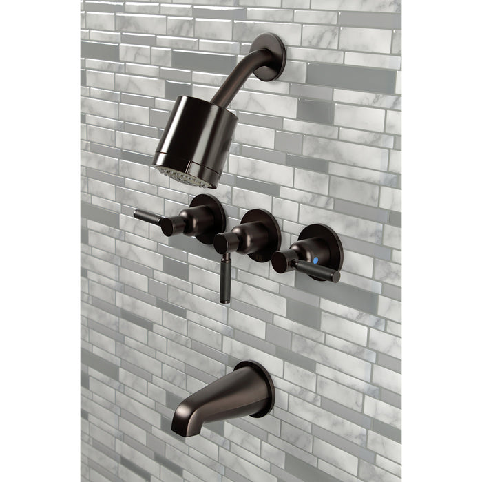 Kingston Brass KBX8135DKL Kaiser Triple-Handle Tub and Shower Faucet, Oil Rubbed Bronze