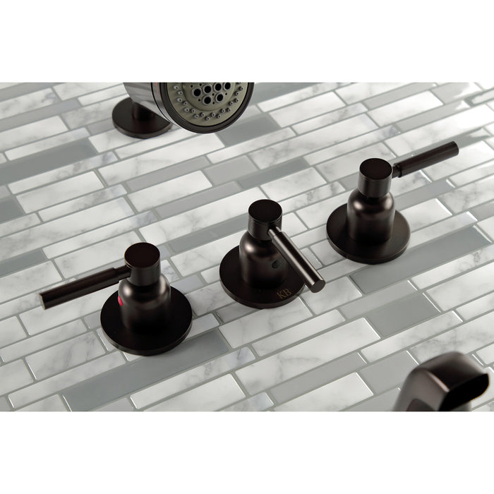 Kingston Brass KBX8135DL Concord Triple-Handle Tub and Shower Faucet, Oil Rubbed Bronze