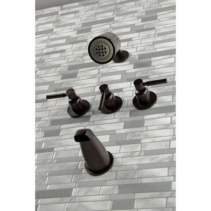Kingston Brass KBX8135DL Concord Triple-Handle Tub and Shower Faucet, Oil Rubbed Bronze
