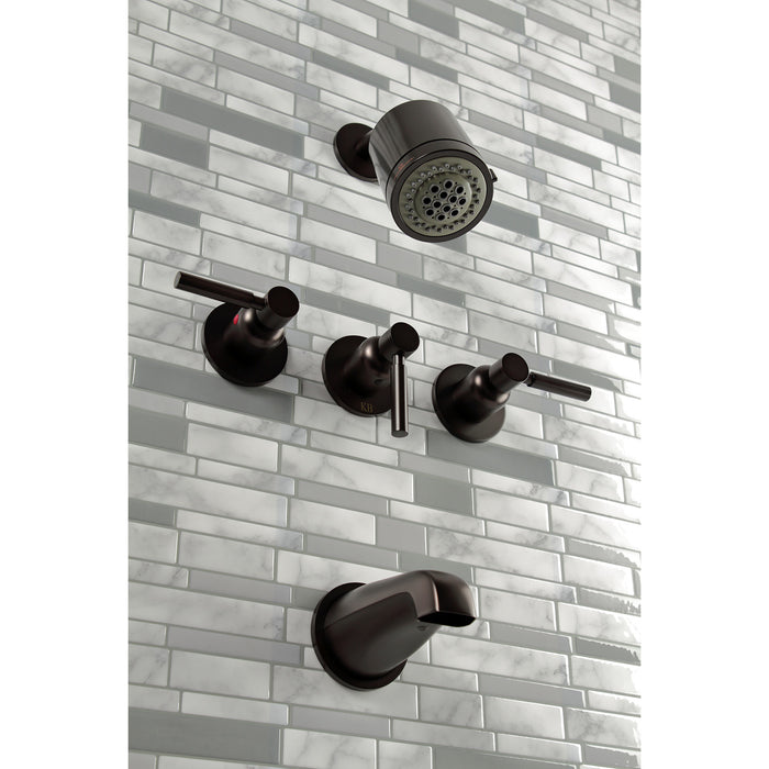Kingston Brass KBX8135DL Concord Triple-Handle Tub and Shower Faucet, Oil Rubbed Bronze