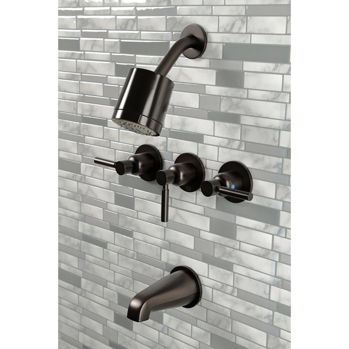 Kingston Brass KBX8135DL Concord Triple-Handle Tub and Shower Faucet, Oil Rubbed Bronze