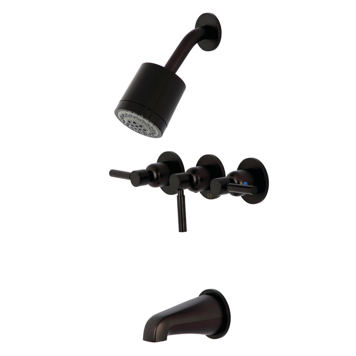 Kingston Brass KBX8135DL Concord Triple-Handle Tub and Shower Faucet, Oil Rubbed Bronze