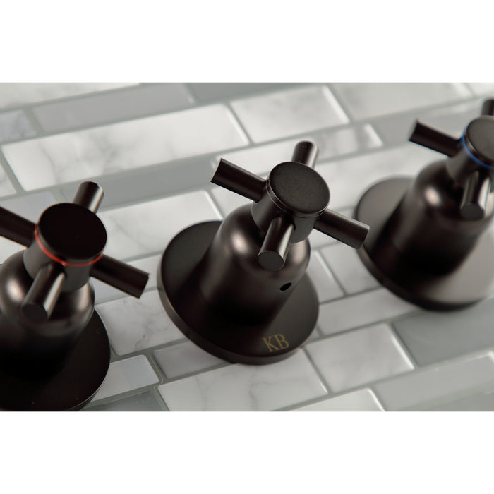 Kingston Brass KBX8135DX Concord Triple-Handle Tub and Shower Faucet, Oil Rubbed Bronze
