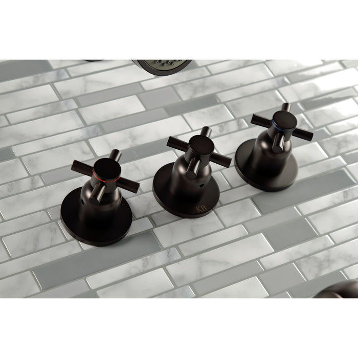Kingston Brass KBX8135DX Concord Triple-Handle Tub and Shower Faucet, Oil Rubbed Bronze