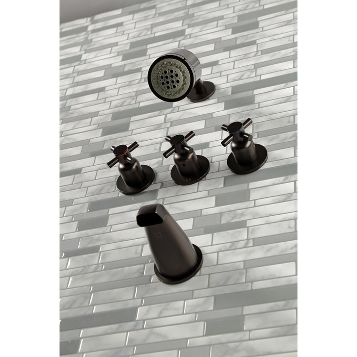 Kingston Brass KBX8135DX Concord Triple-Handle Tub and Shower Faucet, Oil Rubbed Bronze