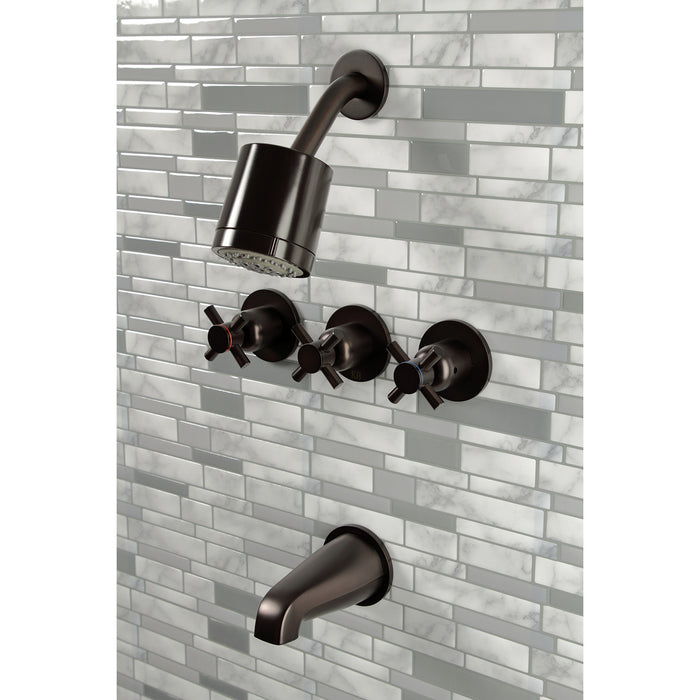 Kingston Brass KBX8135DX Concord Triple-Handle Tub and Shower Faucet, Oil Rubbed Bronze