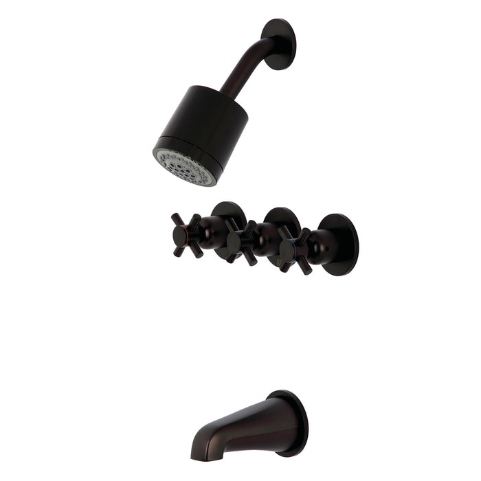 Kingston Brass KBX8135DX Concord Triple-Handle Tub and Shower Faucet, Oil Rubbed Bronze