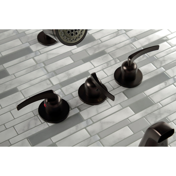 Kingston Brass KBX8135EFL Centurion Triple-Handle Tub and Shower Faucet, Oil Rubbed Bronze
