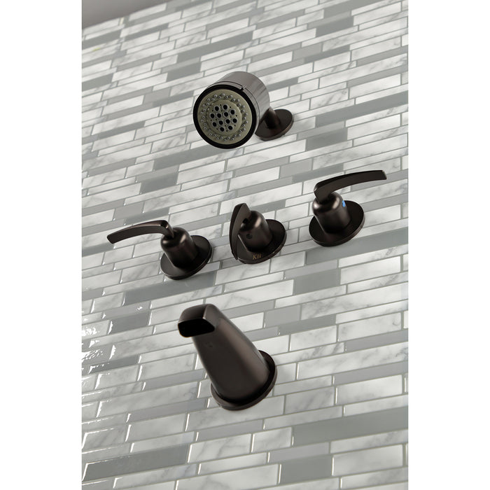 Kingston Brass KBX8135EFL Centurion Triple-Handle Tub and Shower Faucet, Oil Rubbed Bronze