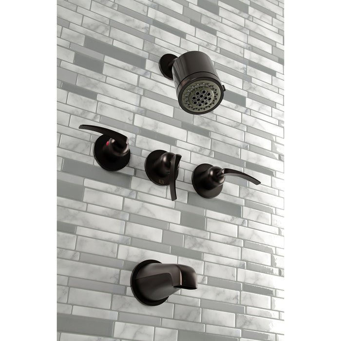 Kingston Brass KBX8135EFL Centurion Triple-Handle Tub and Shower Faucet, Oil Rubbed Bronze