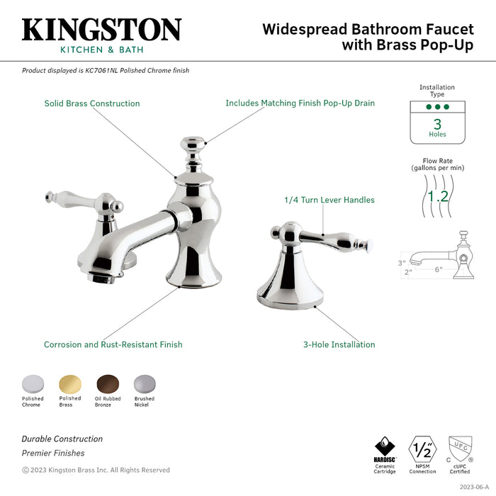 Kingston Brass KC7065NL Naples Widespread Bathroom Faucet with Brass Pop-Up Drain, Oil Rubbed Bronze