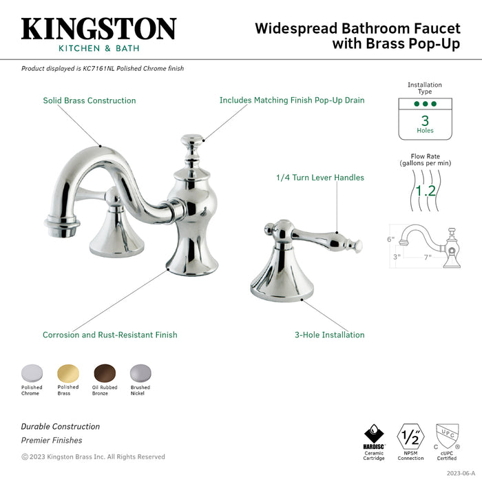 Kingston Brass KC7165NL Naples Widespread Bathroom Faucet with Brass Pop-Up Drain, Oil Rubbed Bronze