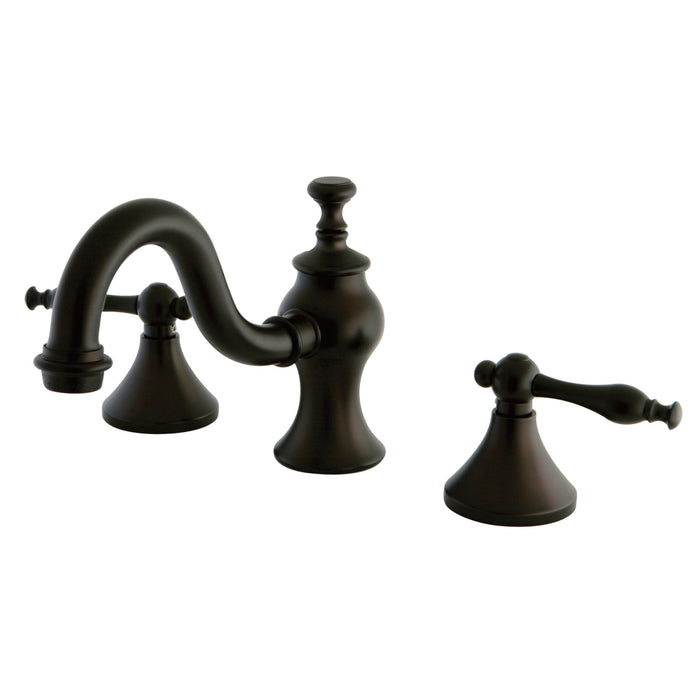 Kingston Brass KC7165NL Naples Widespread Bathroom Faucet with Brass Pop-Up Drain, Oil Rubbed Bronze