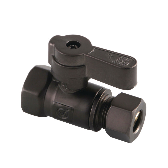 Kingston Brass KF3315ORB 3/8" FIP x 3/8" O.D. Comp Quarter-Turn Straight Shut-Off Valve, Oil Rubbed Bronze