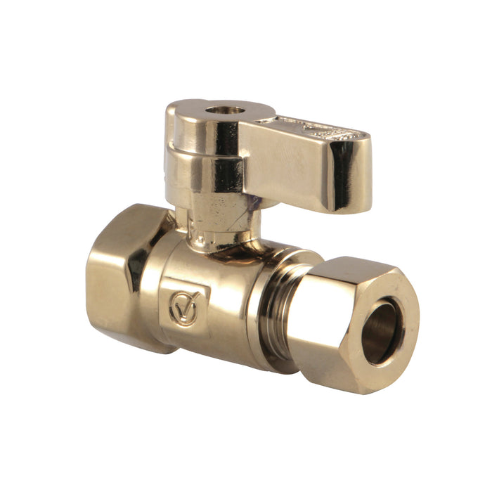 Kingston Brass KF3315PB 3/8" FIP x 3/8" O.D. Comp Quarter-Turn Straight Shut-Off Valve, Polished Brass