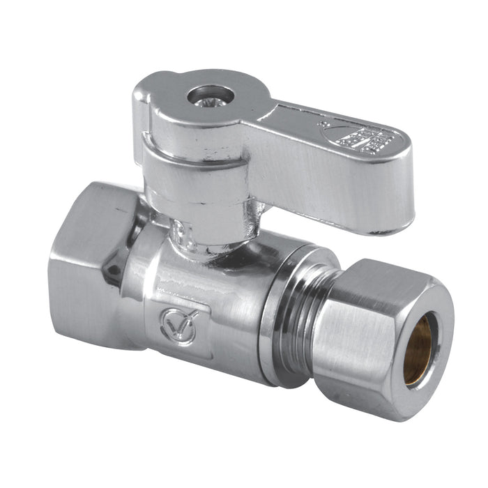 Kingston Brass KF3315 3/8" FIP x 3/8" O.D. Comp Quarter-Turn Straight Shut-Off Valve, Polished Chrome