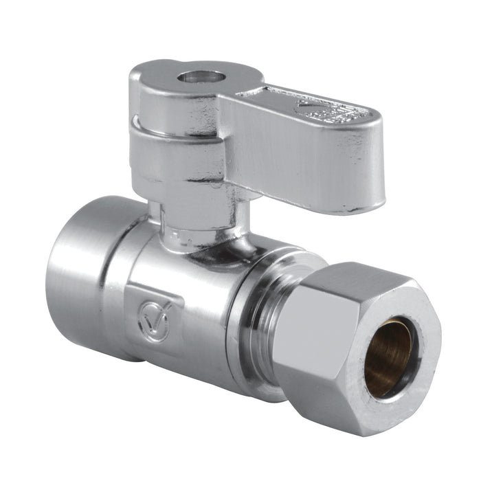 Kingston Brass KF4325 1/2" Sweat x 3/8" O.D. Comp Quarter-Turn Straight Shut-Off Valve, Polished Chrome
