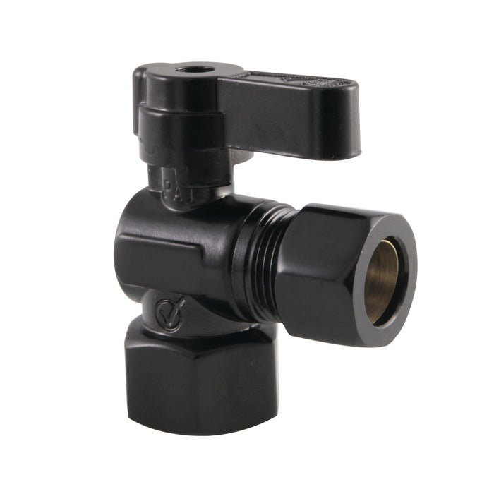 Kingston Brass KF4440MB 1/2" FIP x 1/2" O.D. Comp Quarter-Turn Angle Shut-Off Valve, Matte Black