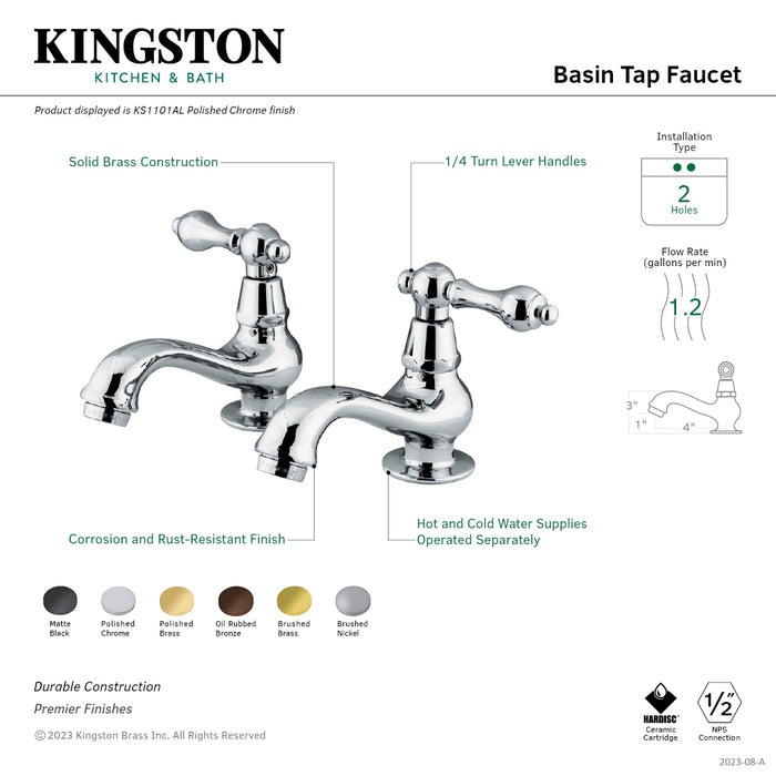 Kingston Brass KS1105AL Heritage Basin Tap Faucet with Metal Lever Handle, Oil Rubbed Bronze