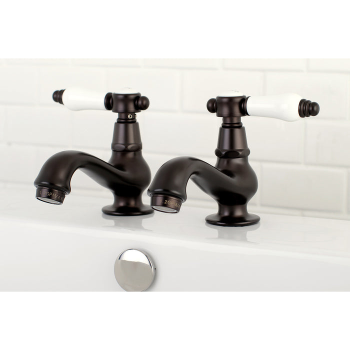 Kingston Brass KS1105BPL Bel-Air Basin Tap Faucet with Porcelain Lever Handle, Oil Rubbed Bronze