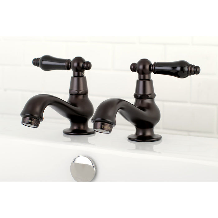 Kingston Brass KS1105PKL Duchess Basin Tap Faucet with Porcelain Lever Handle, Oil Rubbed Bronze