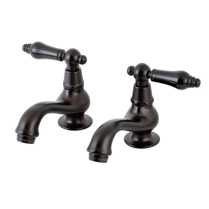 Kingston Brass KS1105PKL Duchess Basin Tap Faucet with Porcelain Lever Handle, Oil Rubbed Bronze