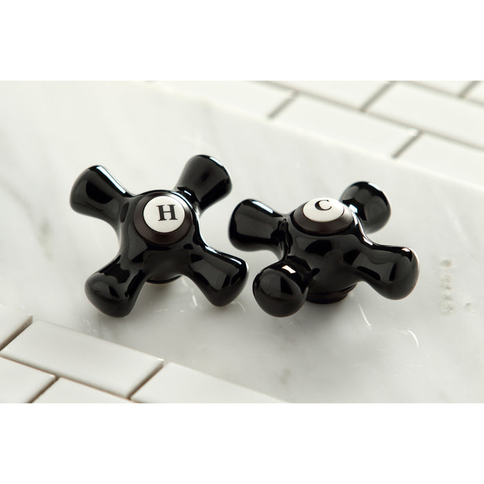 Kingston Brass KS1105PKX Duchess Basin Tap Faucet with Porcelain Cross Handle, Oil Rubbed Bronze