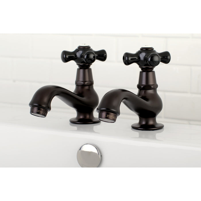Kingston Brass KS1105PKX Duchess Basin Tap Faucet with Porcelain Cross Handle, Oil Rubbed Bronze