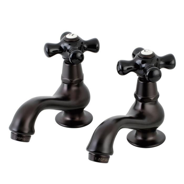 Kingston Brass KS1105PKX Duchess Basin Tap Faucet with Porcelain Cross Handle, Oil Rubbed Bronze