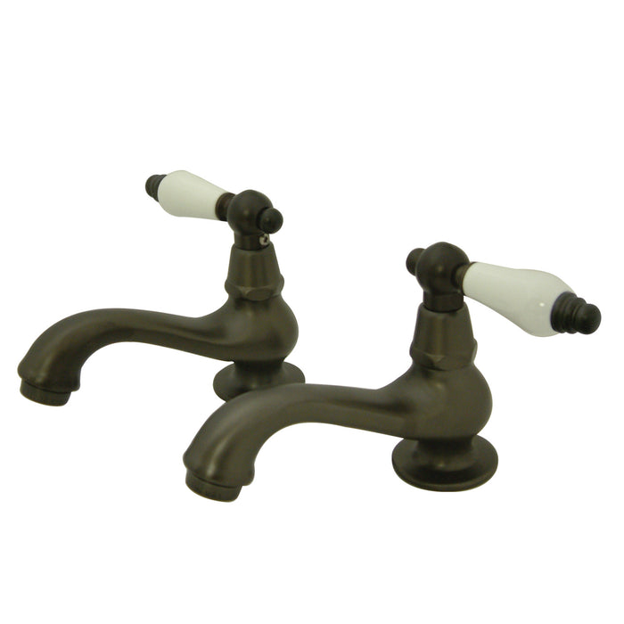 Kingston Brass KS1105PL Heritage Basin Tap Faucet with Porcelain Lever Handle, Oil Rubbed Bronze