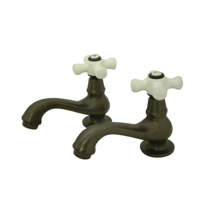 Kingston Brass KS1105PX Heritage Basin Tap Faucet with Porcelain Cross Handle, Oil Rubbed Bronze