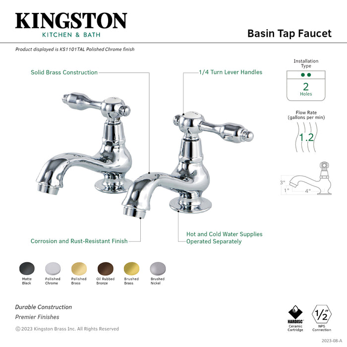 Kingston Brass KS1105TAL Tudor Basin Tap Faucet with Metal Lever Handle, Oil Rubbed Bronze