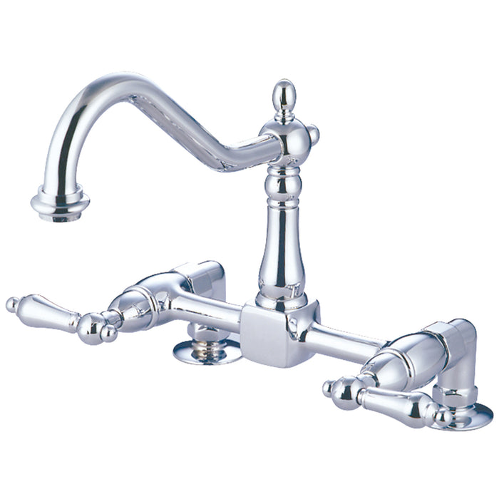 Kingston KS1141AL Heritage Bridge Kitchen Faucet, Polished Chrome