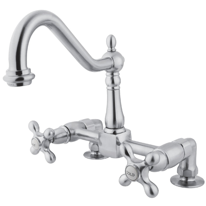 Kingston Brass KS1141AX Heritage Bridge Kitchen Faucet, Polished Chrome