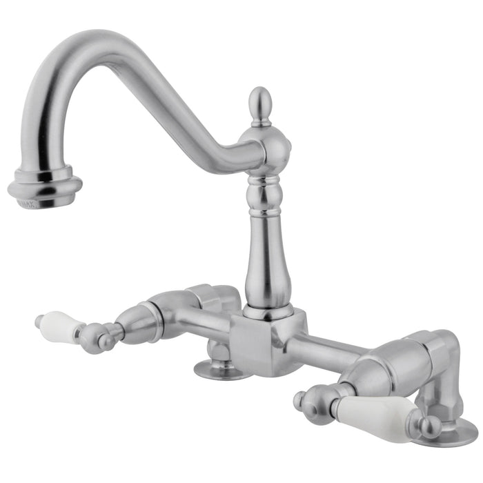 Kingston KS1141PL Heritage Bridge Kitchen Faucet, Polished Chrome