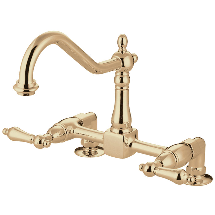 Kingston KS1142AL Heritage Bridge Kitchen Faucet, Polished Brass