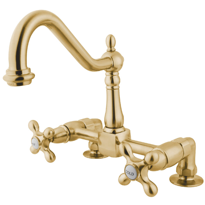 Kingston Brass KS1142AX Heritage Bridge Kitchen Faucet, Polished Brass