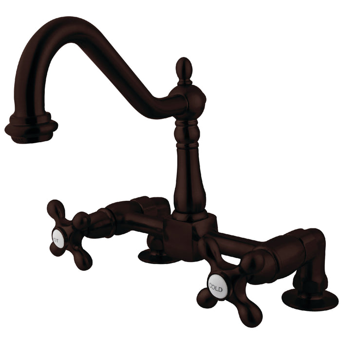 Kingston Brass KS1145AX Heritage Bridge Kitchen Faucet, Oil Rubbed Bronze