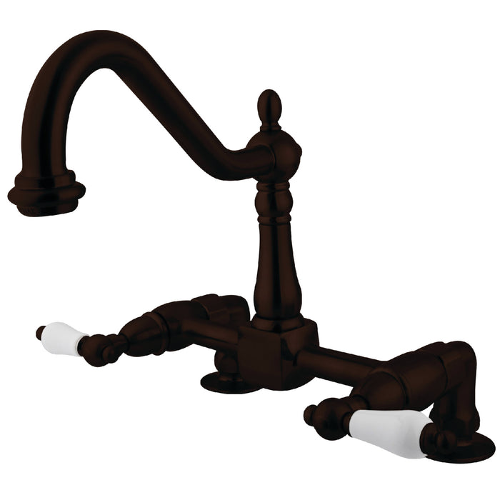 Kingston Brass KS1145PL Heritage Bridge Kitchen Faucet, Oil Rubbed Bronze