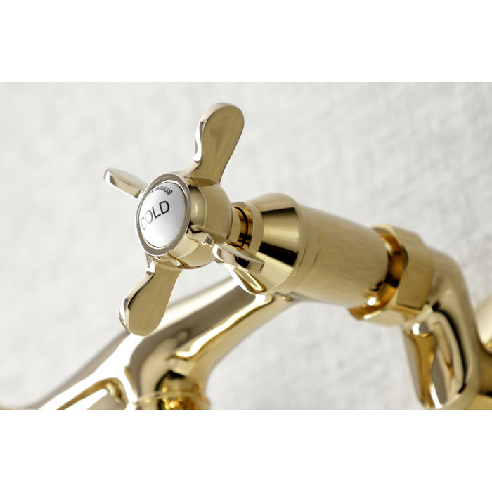 Kingston Brass KS115PB Essex Adjustable Center Wall Mount Bathroom Faucet, Polished Brass
