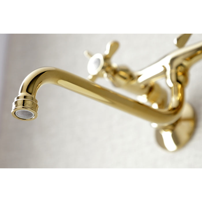 Kingston Brass KS115PB Essex Adjustable Center Wall Mount Bathroom Faucet, Polished Brass