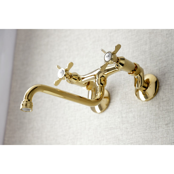 Kingston Brass KS115PB Essex Adjustable Center Wall Mount Bathroom Faucet, Polished Brass