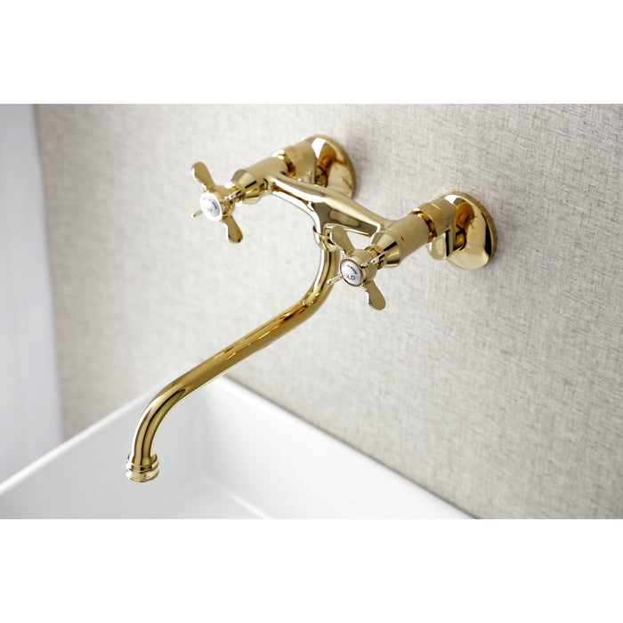 Kingston Brass KS115PB Essex Adjustable Center Wall Mount Bathroom Faucet, Polished Brass